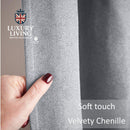 Velvet Chenille Thermal Fleece Lined Single Pencil Pleat Taped Top Door Curtain