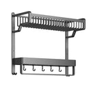 Lifeideas 2-Tier Bathroom Wall Shelf with Towel Bar and Hooks