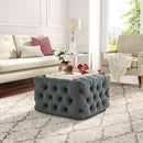 Livingandhome Square Velvet Footstool with Buttons