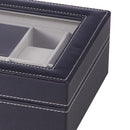 Sheonly 8-Slot Black PU Leather Watch Display Box with Ring Slots