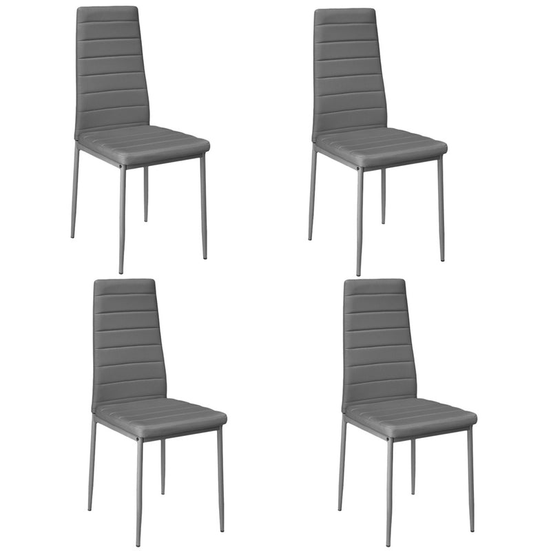Livingandhome Set of 4 Modern Faux Leather Armless High Back Dining Chairs