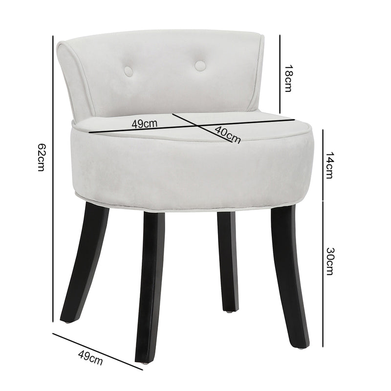 Livingandhome Velvet Soft Seat Low Back Vanity Stool Dressing Table Chair