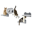 PawHut Cat Wall Furniture With Platforms, Steps, Perch, Cat House - Grey