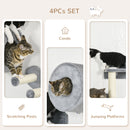 PawHut Cat Wall Furniture With Platforms, Steps, Perch, Cat House - Grey