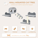 PawHut Cat Wall Furniture With Platforms, Steps, Perch, Cat House - Grey