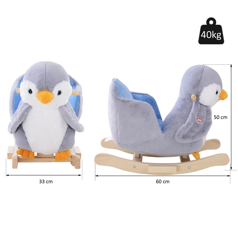 HOMCOM Children Rocking Penguin -Grey