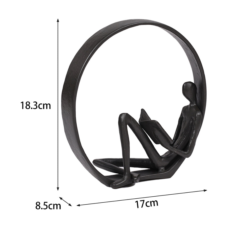 Lifeideas Desktop Metal Statue Reading Men in Circle Ornament Figurines