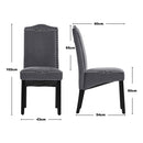 Livingandhome Set of 2 Grey Velvet High Back Dinning Chair