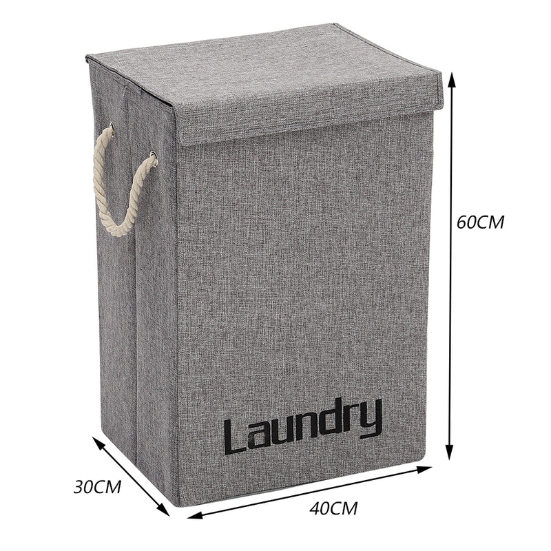 Lifeideas Grey Linen Laundry Hamper with Handles