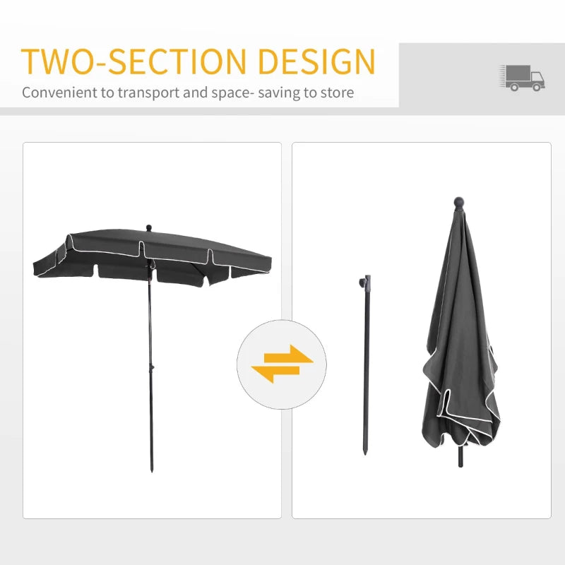 Outsunny Tilt Parasol 2m x 1/3m - Grey