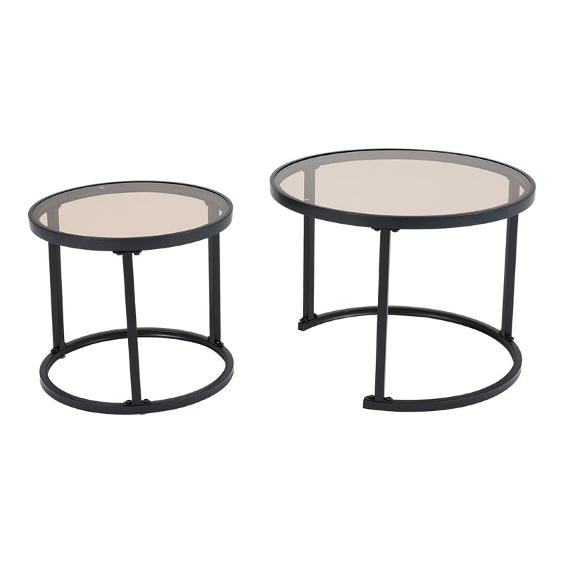 Livingandhome 2-Piece Glass Top Coffee Table Set