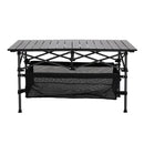 Livingandhome Aluminum Roll-Top Foldable Camp Table with Mesh Shelf
