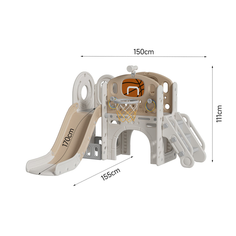Livingandhome Toddler Slide and Climber Playset with Basketball Hoop and Telescope