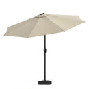 Garden Sanctuary Large Solar Powered LED Patio Umbrella for Outdoor Garden Patio with Base