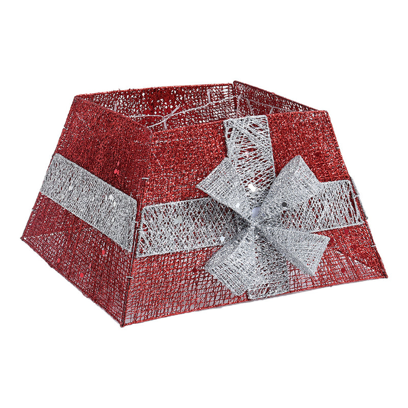 Lifeideas Square Christmas Tree Collar with Bow Tie Decoration