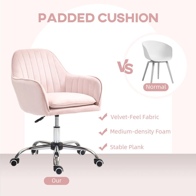 HOMCOM Office Chair, Swivel Desk Chair W/ Adjustable Height - Grey/Pink