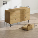 HOMCOM Chest of Drawers for Bedroom, Modern 6 Drawer Dresser, Oak