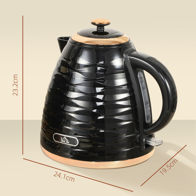 HOMCOM Electric Kettle, Fast Boil, 1.7L, 3kW, Swivel, Ripple