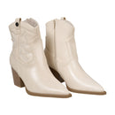 Embroidered Pointed Toe Cowboy Ankle Boots with Block Heel