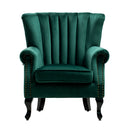 Livingandhome Velvet Channel-Tufted Armchair