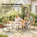 Outsunny Rattan Garden Furniture Set, 4 Piece Outdoor Patio Furniture