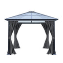 10 x 10FT Metal Frame Hardtop Patio Gazebo with Curtains