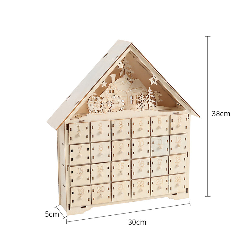 Livingandhome Wooden Christmas Advent Calendar with LED Light