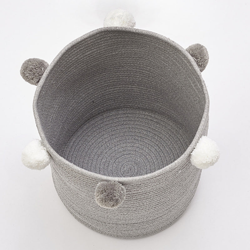 Lifeideas Cotton Rope Basket Woven Laundry Blanket Toy Basket Organizer with Pompom Living Room Grey