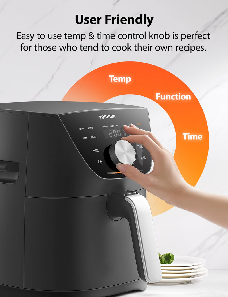 Toshiba 5.2L Air Fryer with Heat-Q Technology, Quick and Easy Meals, 8 Preset Menus