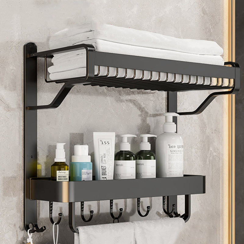 Lifeideas 2-Tier Bathroom Wall Shelf with Towel Bar and Hooks