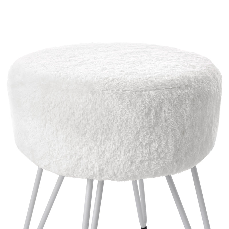Livingandhome Faux Fur Upholstered Vanity Stool