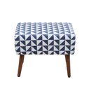 Livingandhome Mid-Century Patterned Ottoman Footstool with Walnut Legs