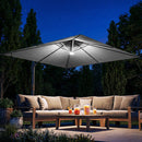 Outsunny 3 X 3 M Garden Cantilever Parasol W/ Light, Cover, Wind Protection