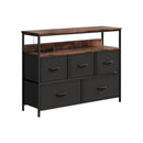 5-Drawer Metal Frame Chest Of Drawers With Power Strip
