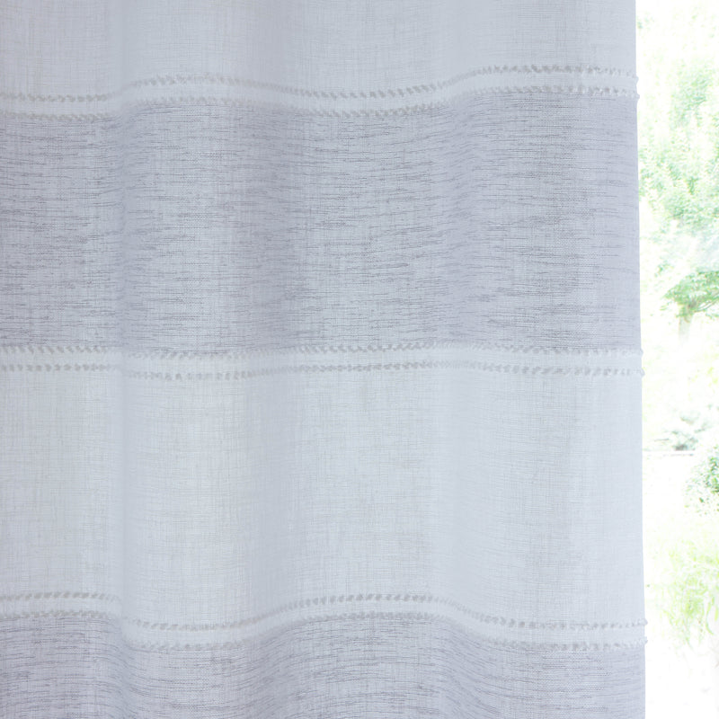 Pair of Santorini Grey Linen Look Stripe Panels with Eyelet Header