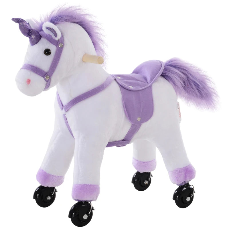 HOMCOM Children's  Ride on Unicorn - Purple and White