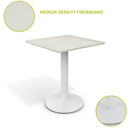 Livingandhome White Square Cafe Table with Metal Base