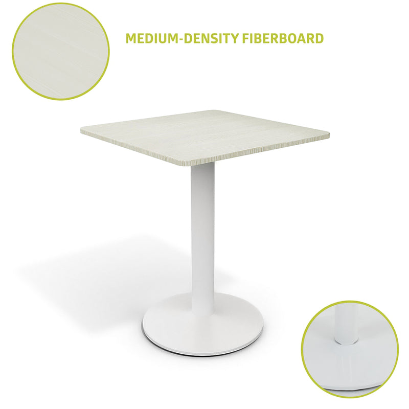 Livingandhome White Square Cafe Table with Metal Base