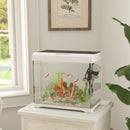 PawHut Glass Fish Tank with Filter System, LED Light, Water Pump, White