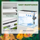 PawHut Glass Fish Tank with Filter System, LED Light, Water Pump, White