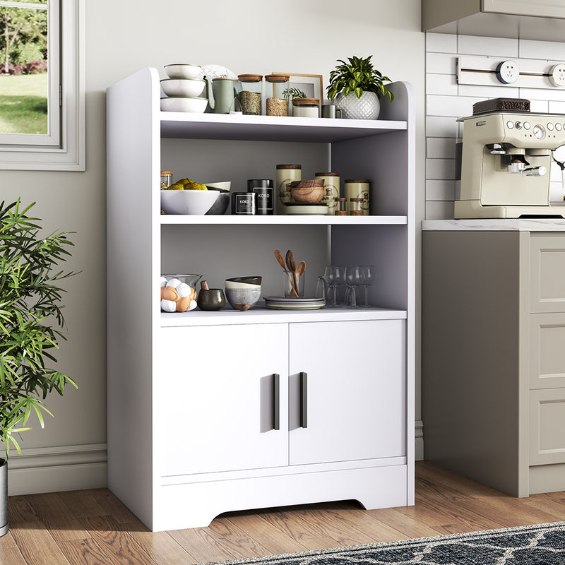 Livingandhome Contemporary Wooden Sideboard Cabinet with Open Storage