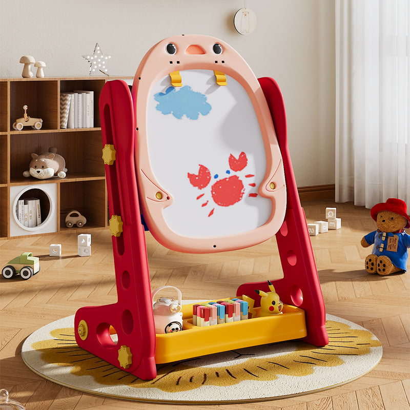 Kidkid Adjustable Double-Sided Magnetic Art Easel with Games