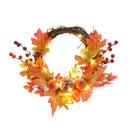 Halloween Maple Pumpkin Harvest Wreath with Lights