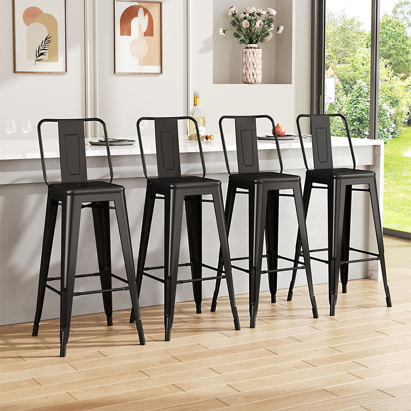 Livingandhome Set of 4 Metal Frame Industrial Style High Chair Bar Stool