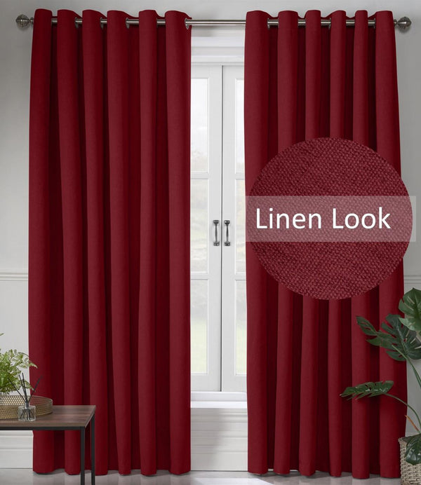 Linen Look Ring Top Blackout Curtains