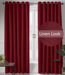 Linen Look Ring Top Blackout Curtains