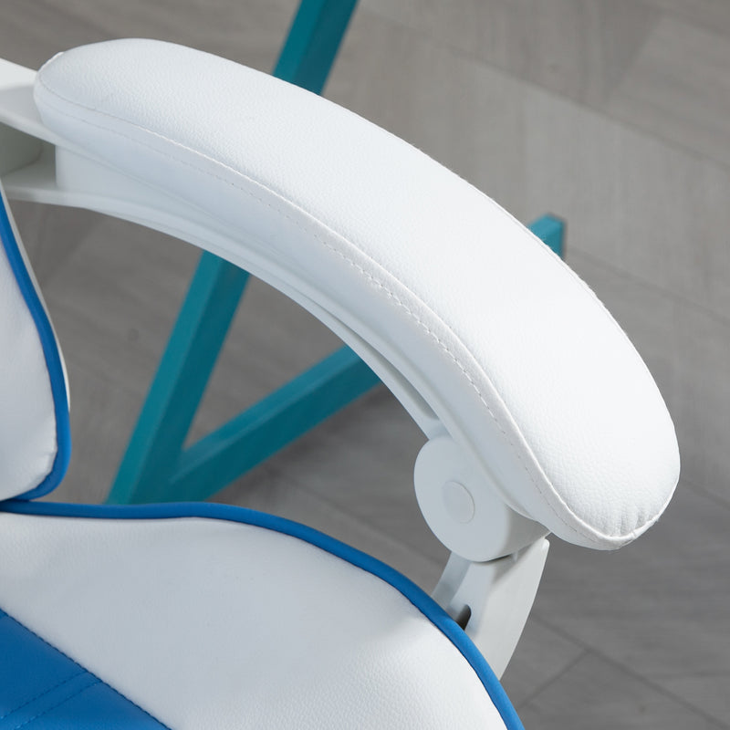 Vinsetto Racing Style Gaming Chair With Footrest Removable Rabbit Ears, Blue