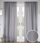 Pair of Jewel Grey Voile Panels with Sparkle Pattern and Rod Pocket Header