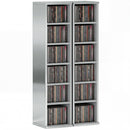 HOMCOM Set of 2 CD Storage Units with Adjustable Shelves, High Gloss Grey