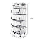 Livingandhome Stackable Rolling Metal Wire Basket Trolley Rack Fruit Vegetable Storage Holder for Kitchen